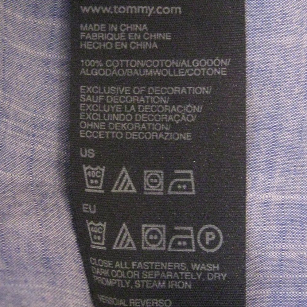 ***SOLD*** Tommy Hilfiger Blue Chambray Roll Tab Sleeve Casual Shirt - Picture 12 of 13